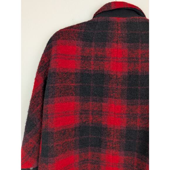 Madewell City Grid Coat Jacket Plaid Wool Oversized Fall Winter Red Black Size 4 - Picture 9 of 14